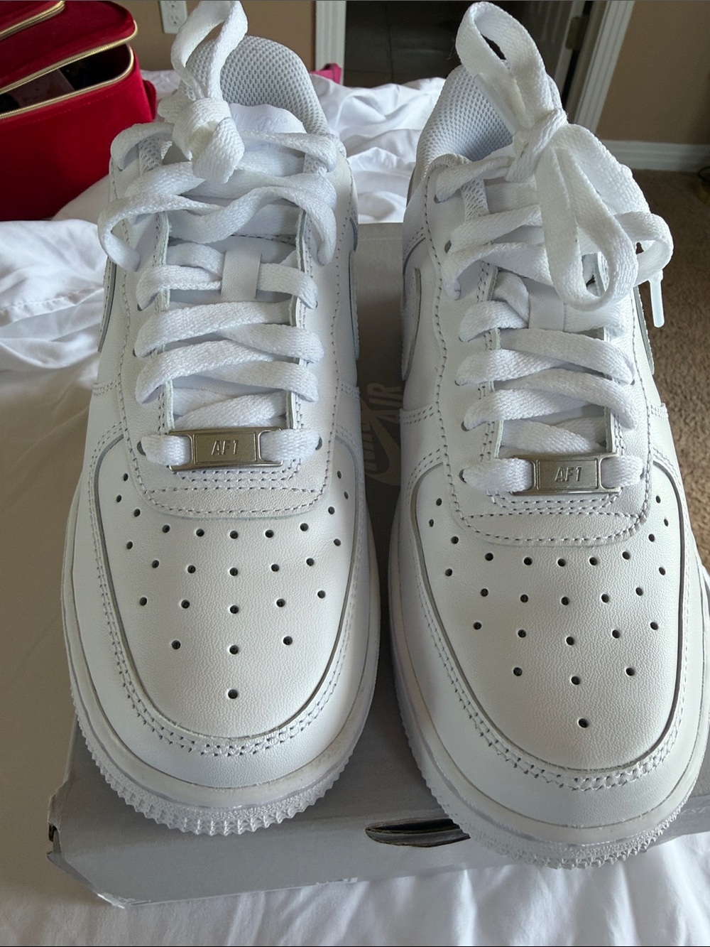 Nike White Leather Low-Top Air Force 1 Sneakers✨7